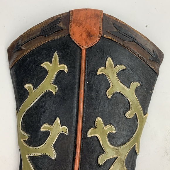 Cowboy Boot Western Resin Wall Hanging Brown Tan Hook in back - Picture 2 of 10